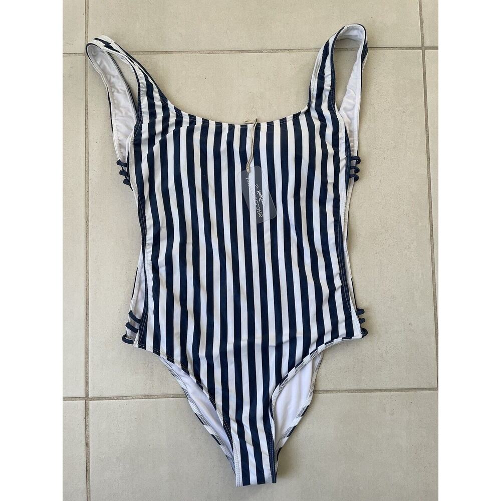 Kenny Flowers Swim Women Sz ML One Piece Swimsuit Hamptons Striped Swimwear NWT